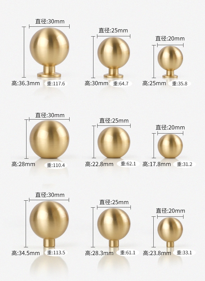 Modern Gold Tapered Brass Drawer Handles for Kitchen Bathroom Living Room Furniture Cabinets Wardrobes Bronze Doors Knobs