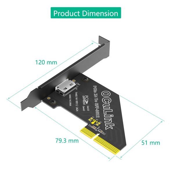 PCI-E 4.0 4X to Oculink SFF-8611/8612 Adapter with Long Profile Bracket for High Speed Data Transmission