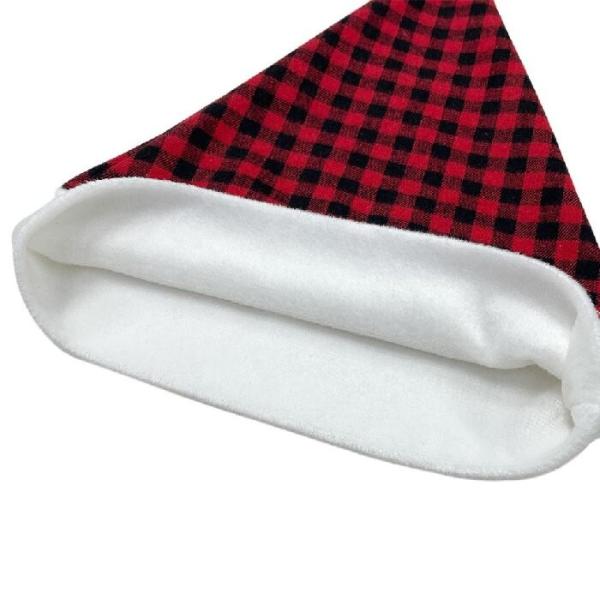 Xmas Sublimation Blank Hats Christmas Festival Party Decoration Short Plush Buffalo Plaid Sublimation Santa Hat