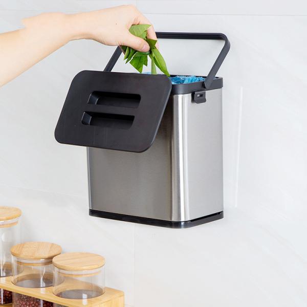 Hanging Kitchen Bin Stainless Steel square Trash Bin Black Mini Small for Kitchen