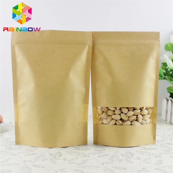Saco de papel branco Resealable dos sacos de papel Ziplock do produto comestível com o malote de empacotamento Eco-amigável da janela para o chá