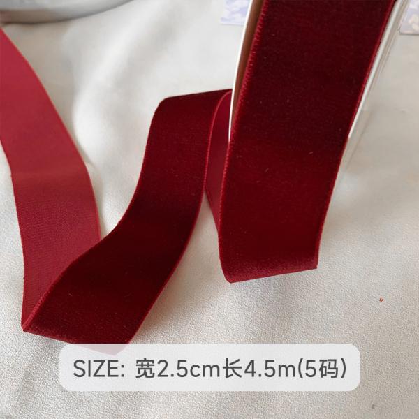 Faixa de veludo de 38 mm com duas faces 3,8 cm Faixa de veludo vermelho escuro