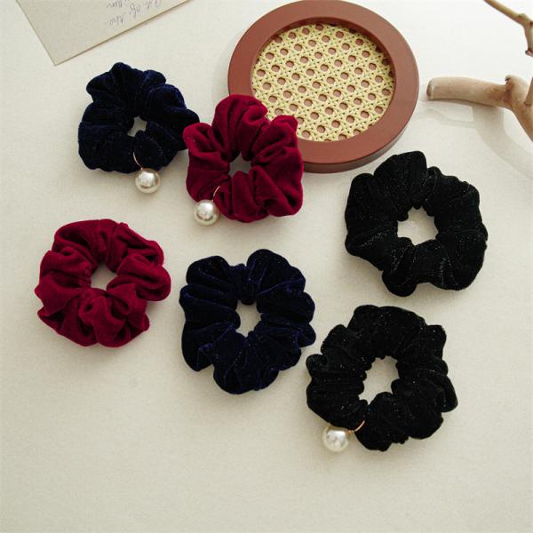 Autumn winter velvet covered beaded hair scrunchies stars accessories all tie hair bright silk bands