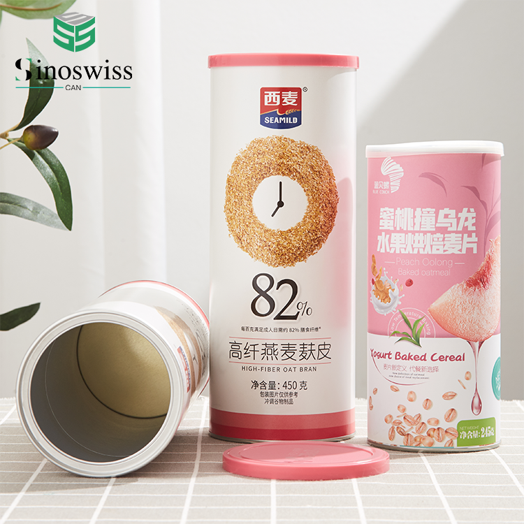 Recyclable Paper Cans Packaging Craft Cylinder Paper Tube Packaging For Cereal Oatmeal