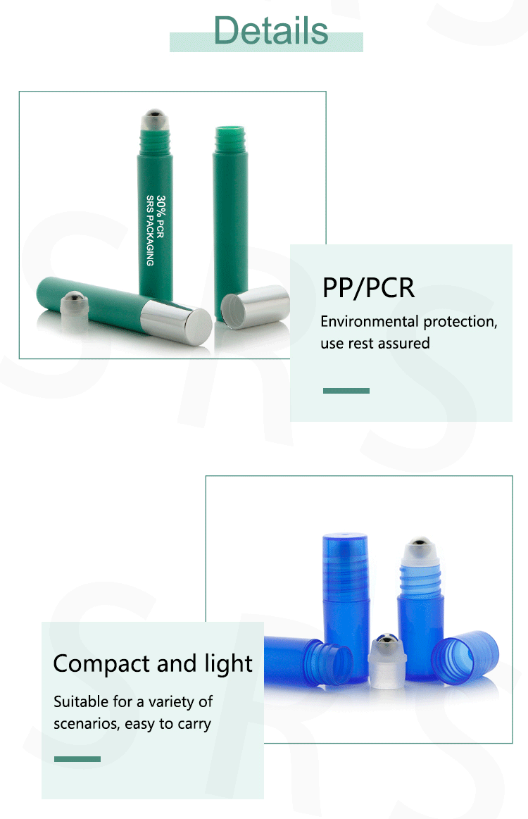 Custom Color 20ml Plastic Roller Bottle Empty Roll On Container For Massage Oil Deodorant Serum