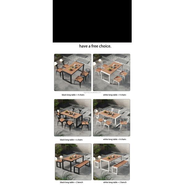 Plastic-Wood Table for Leisure Outdoor Patio Furniture Bench Coffee Table Combination