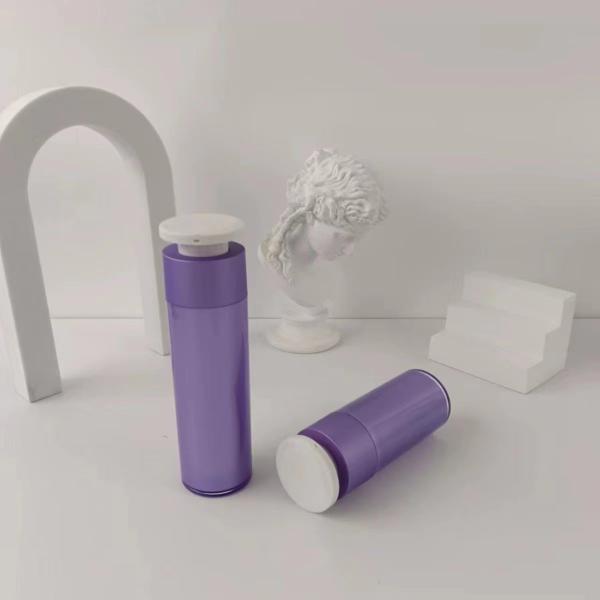 Purple Plastic Cosmetic Dispenser Bottle with White Push Down Press Pump
