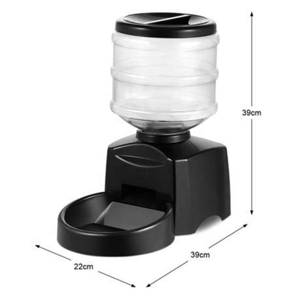 Capacity 5.5L Automatic Pet Feeder , Pet Food Dispenser Multifunction Black Color