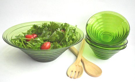 glass salad bowl set