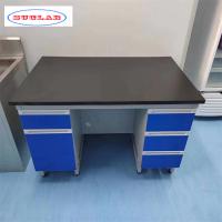 Muebles de laboratorio azules diseñados con 4 ruedas y número de ruedas según el dibujo