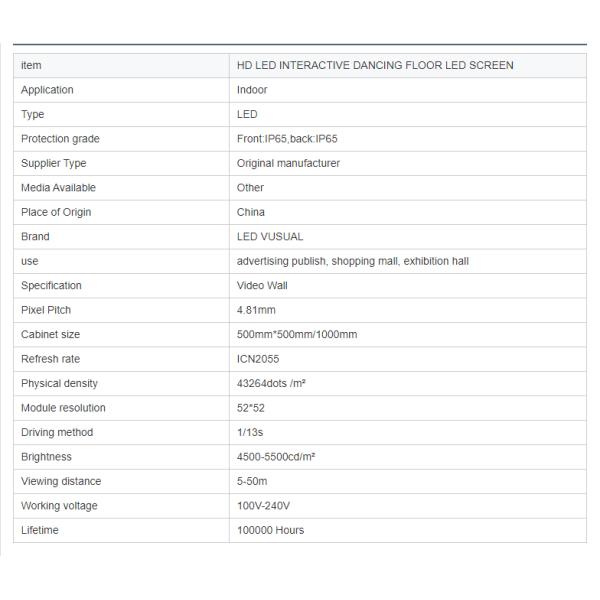 Dance Floor LED Display P3.9 P4.8 Interactive Floor Panel