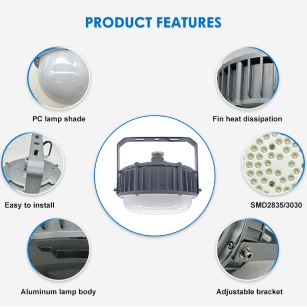 IP65 Waterproof High Bay Lamp 50W 100W 150W LED Explosion Proof Light with Aluminum + Tempered Glass