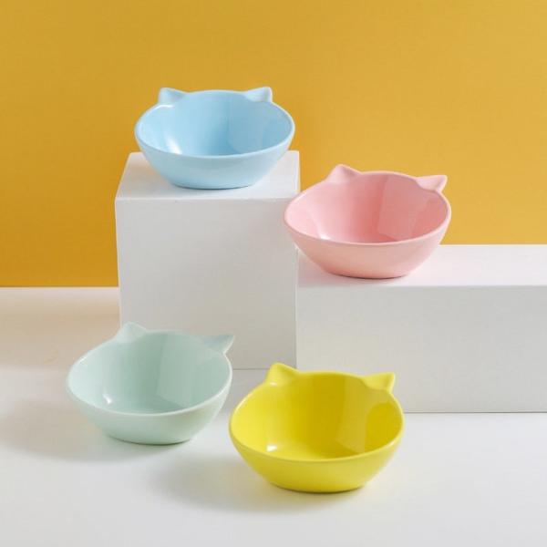 Candy Colored Tableware Pet Ceramic Bowl Non Toxic 15deg Tilt Angle Ceramic Dog Bowls
