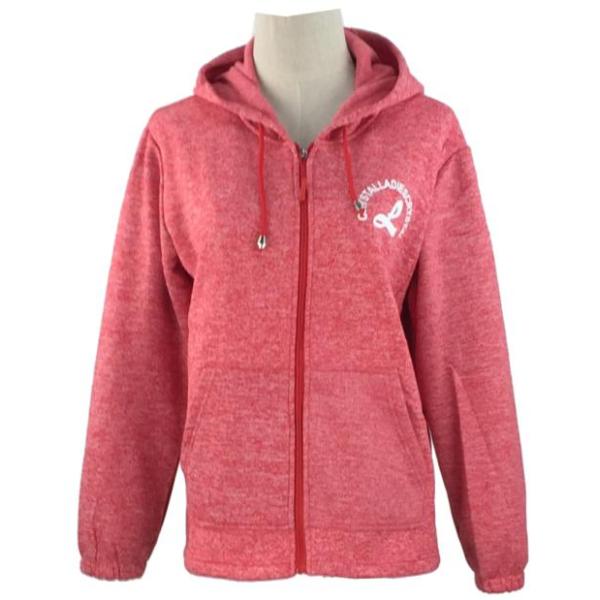 Hooded Zip Up Ladies Fleece Jackets 100% Polyester Strong Wear Resisting