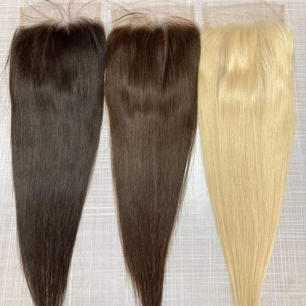 Ready Ship European 13A Grade Human Hair Extensions Mesh Integration System Colored Lace Closure 6x6 Sizes 100% Transparent