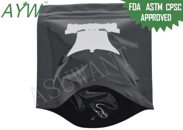 Os sacos do zíper da prova do cheiro de Doypack levantam-se o plástico preto para o armazenamento da medicina