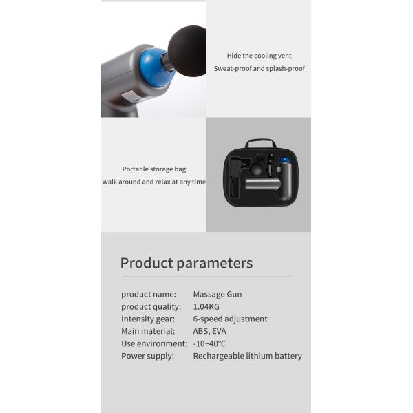 2000mAh Portable Muscle Fascia Massage Gun With 6 Speeds 4 Massage Heads