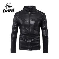 Oem Custom Logo Oversize Waterproof Blouson Utility Motorcycle Coat Pu Leather Stand Collar Men Jackets