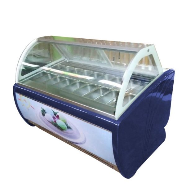 Commercial Ice Cream Display Freezer with Adjustable Thermostat Stainless Steel Three-Layer Anti-Fog Glass