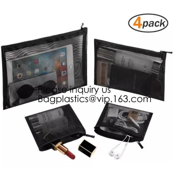 Mesh Cosmetic Bag Mesh Makeup Bags Black Mesh Zipper Pouch for Offices Travel Accessories,Organizer bag Zipper Folder Ba