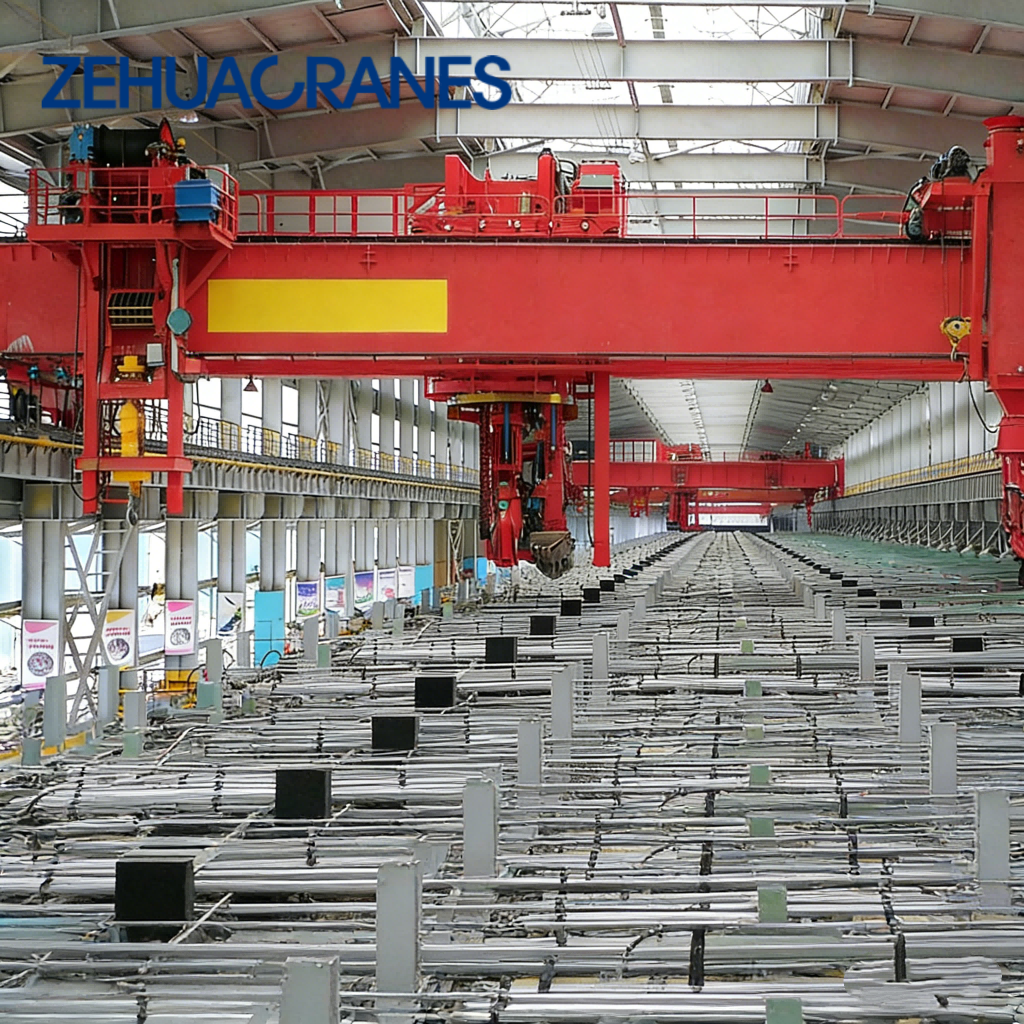 Multi-Function Electrolytic Aluminum Double Girder Electric Overhead Crane 5 Ton Anode Cathode Handling Anti-Corrosion Design