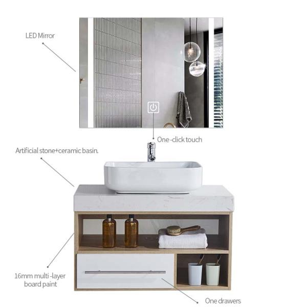 Premium Bathroom Cabinet Set PVC Surface With Vanities Eco Friendly