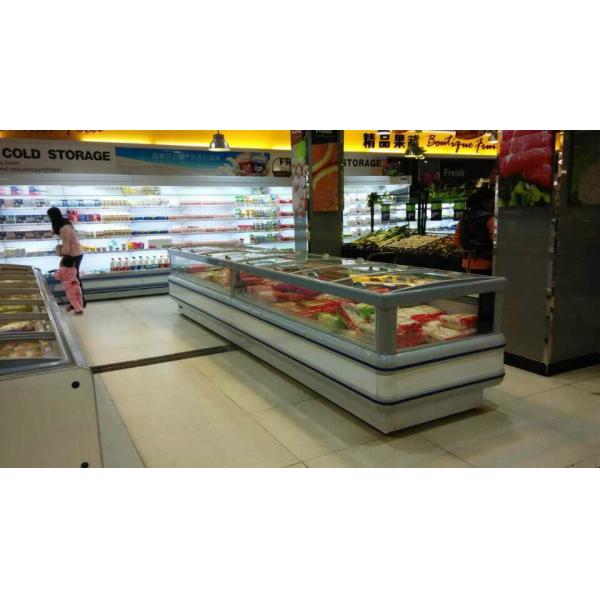 White Single Site Supermarket  Ice Cream Display Freezer With Sliding Door