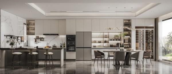 Fadior Complete Residential Stainless Steel Kitchen Cabinets With Beige Finish