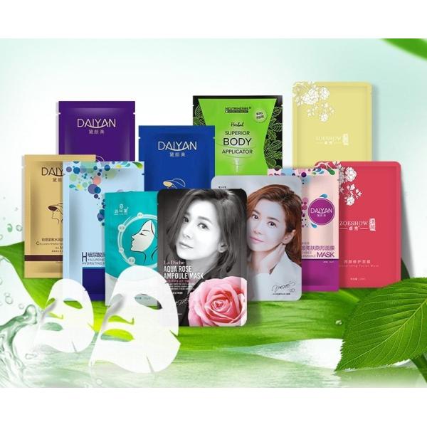 High Quality Matte Pure Aluminum Foi three side seal Clear Plastic Cosmetic Bags for facial mask packing