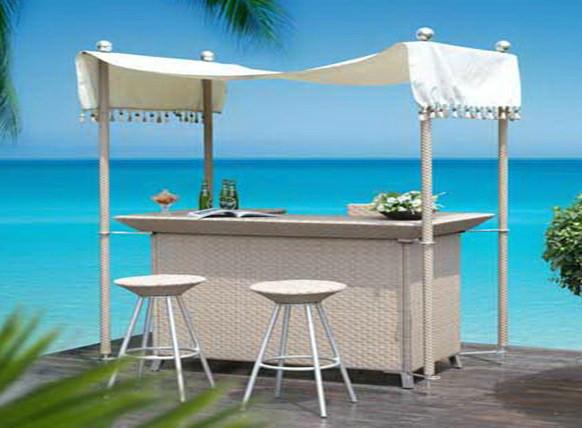 White Resin Wicker Bar Set , Modern Rattan Conservatory Furniture