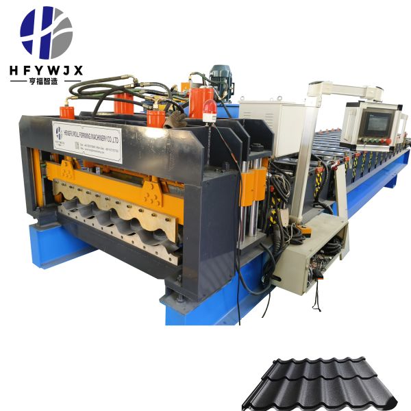 PLC Control  1100 Glazed Tile Roll Forming Machine 16 Stands for Roof Tile Production