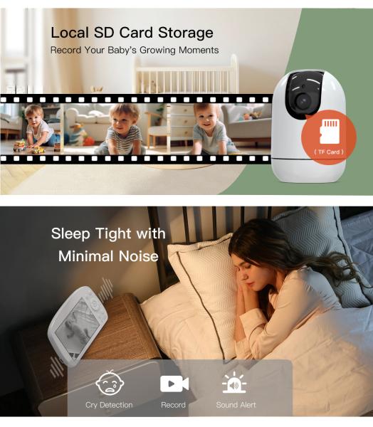 Hd 1080P Wide Angle Baby Monitor Tuya Smart Wifi 2.4Ghz Phone App Remote Control