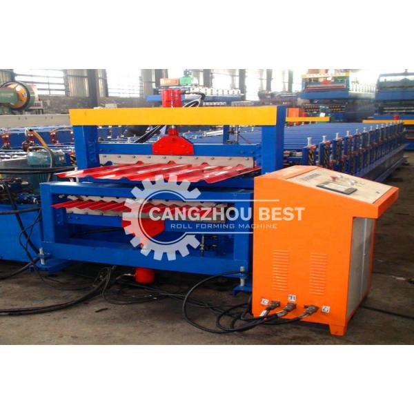 Petit pain de plate-forme de plancher en métal formant la machine avec la coupe en acier hydraulique et le laminoir électrique