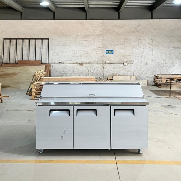 Commercial Salad Sandwich Prep Station Stainless Steel Refrigerated Pizza Prep Table