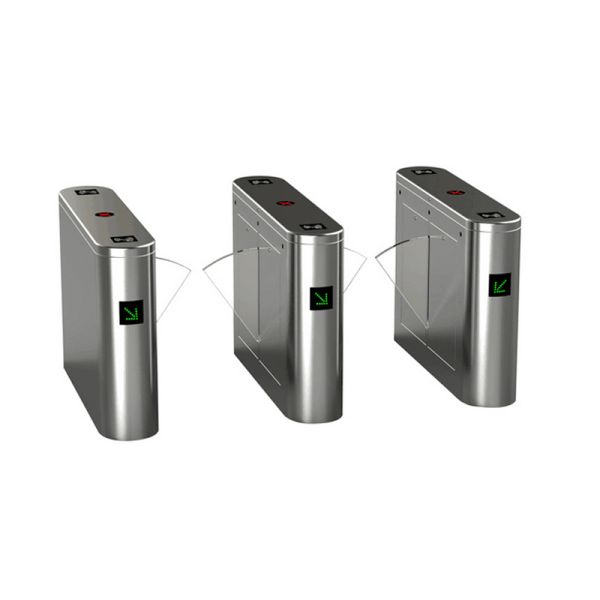 Stainless Steel Flap Barrier Gate with Fingerprint Scanner and Alarm Photocell for Metro and Stadium Access Control