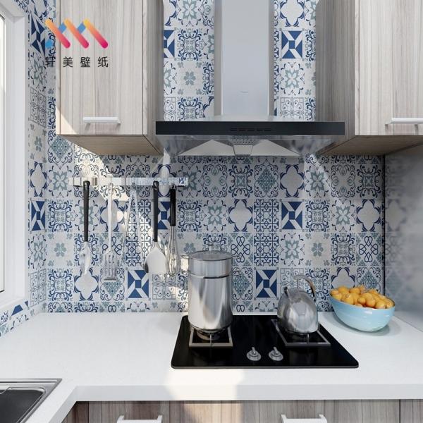 Matt Tile Look Peel And Stick Wallpaper PVC Tile Effect Wallpaper For Bathroom
