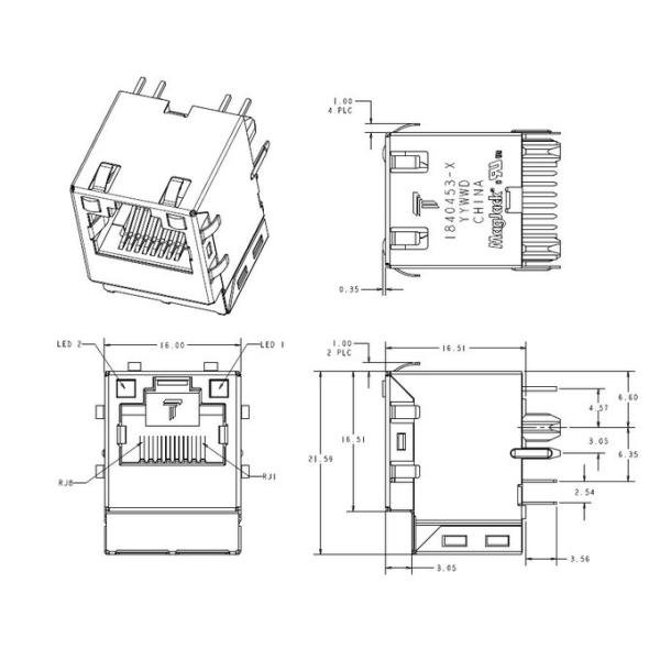 180 Degree Single Port PoE RJ45 Connector Modular Jack DR-MAG-1840417 Long Lifespan