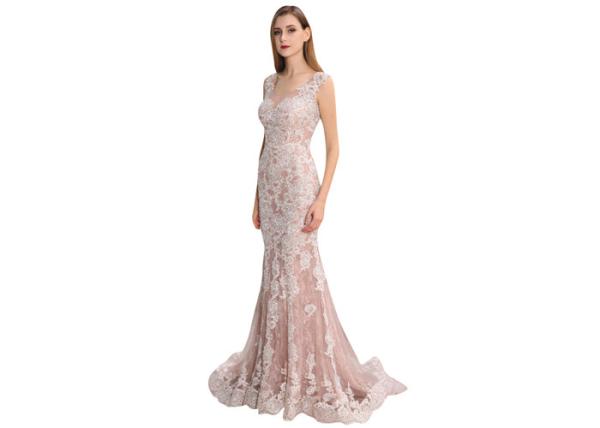 Romantic U - Neck Middle Eastern Wedding Dresses Sweep Train Style Floor Length