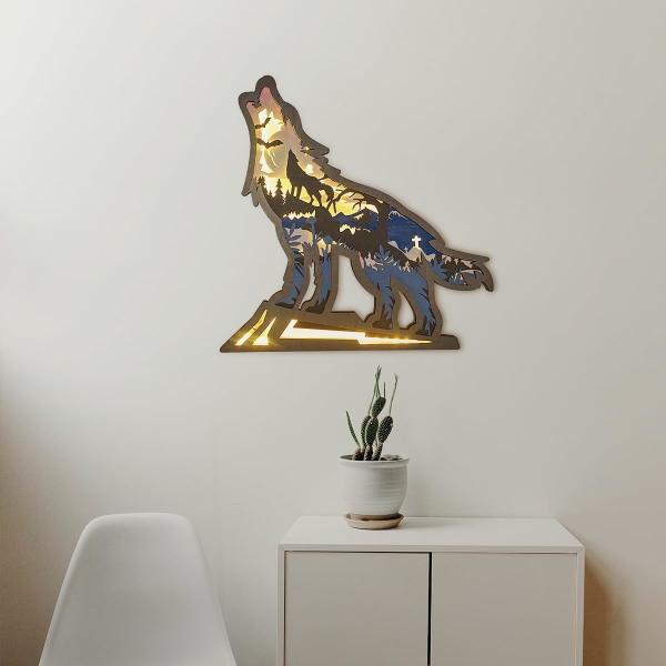 3D Wooden Animals LED Night Light Festival Decoration Desktop Desk Table Living Room Bedroom Farmhouse Office Shelf