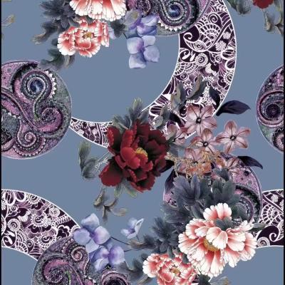 Recycled Customized Polyester Floral Digital Print Silky Satin Fabric for Women's Clothing Dresses Bags Curtain