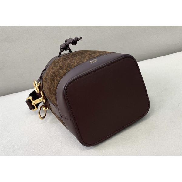 Drawstring Coffee Small Leather Crossbody Bag Old Flower Pattern