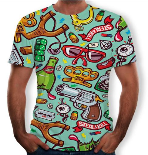 O Neck Adults Full Sublimation Printing T Shirts Anti Pilling Eco Friendly