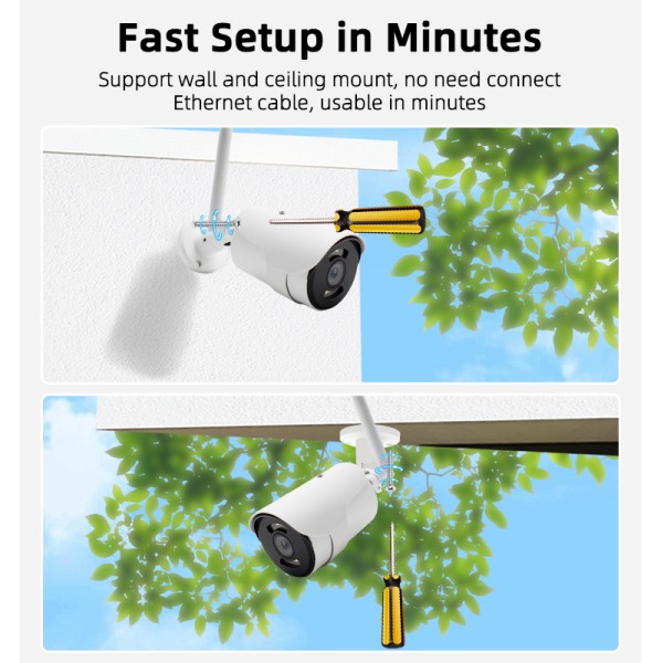5MP Outdoor WiFi Security Camera, Eseecloud APP Remote Viewing, IP66 Weatherproof, Smart Motion Detection, Built-in Siren & Microphone, Dual Mode Night Vision Home Surveillance Camera