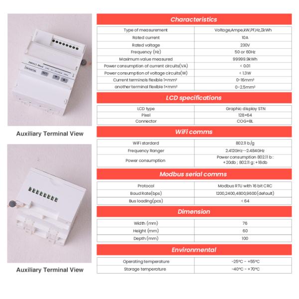 EM415-Mod-WL Single Phase Wifi Energy Meter Accurate and Wireless Energy Monitoring
