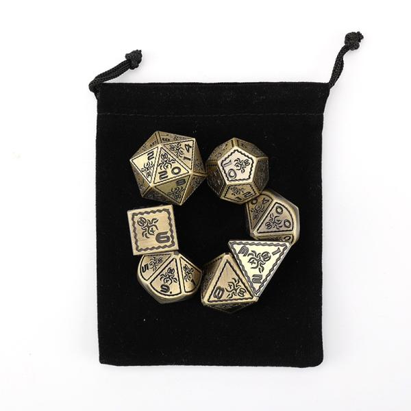 Electroplated Vintage Colored Octopus Metal Dnd Dice Set Dragon and Dragon Chessboard Game Dice
