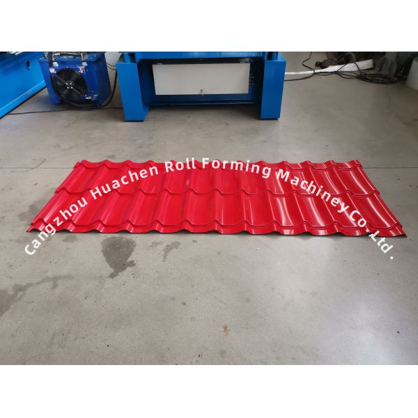 12 Stations Glazed Tile Roll Forming Machine for 0.3-0.6mm Thickness Steel Sheets with Chain Drive