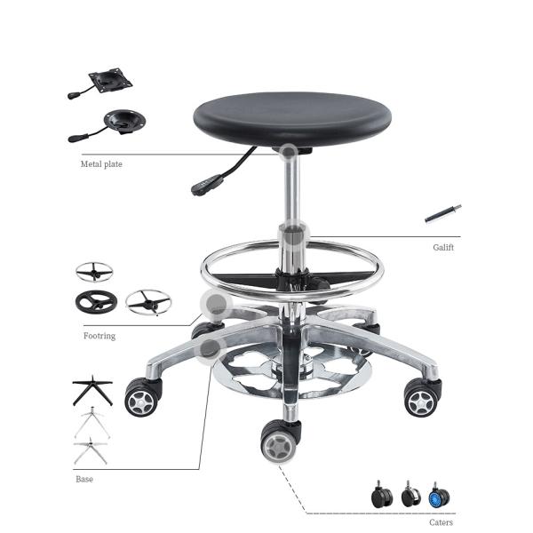 Cleanroom Lab Area Anti Static Lab Chair PU Leather Swivel Chair