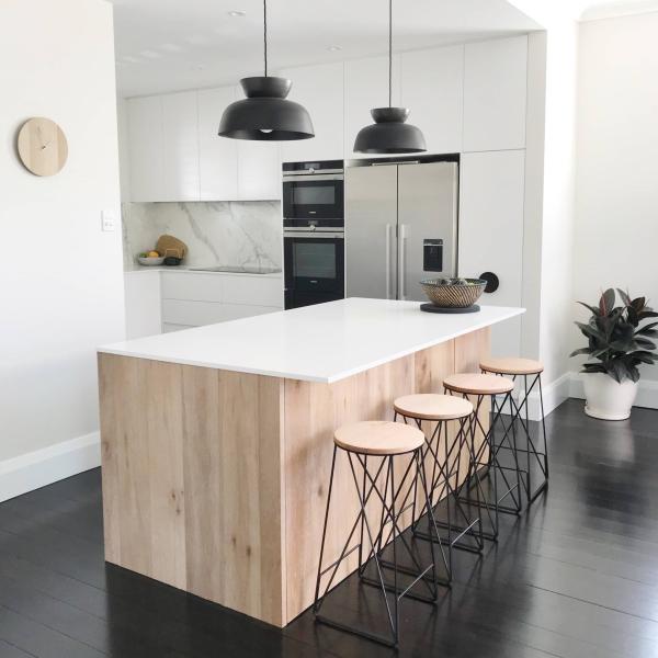 Modern L Shape White Textured Melamine Cabinets Kitchen Wooden