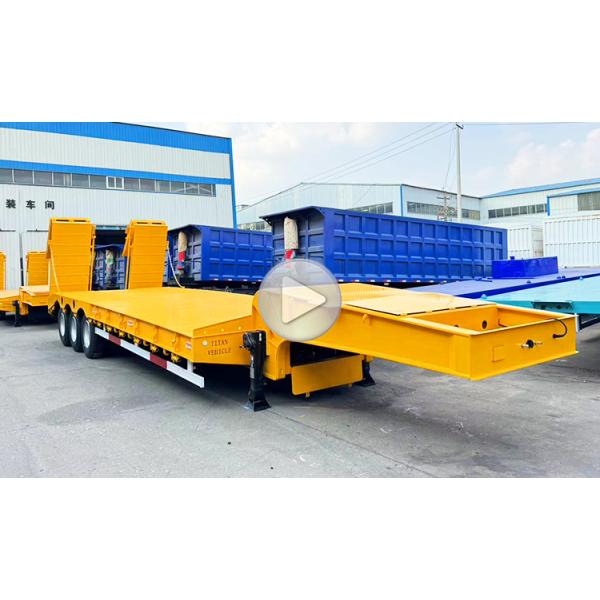 Factory Price TITAN 3 Axle Semi Lowbed Trailer Hydarulic Folding Ramp Low bed Truck Trailer for Sale