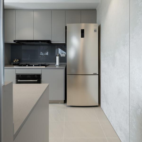 Handless Matte Gray Lacquer Kitchen Cabinet Set For Villa 5 Years Guarantee